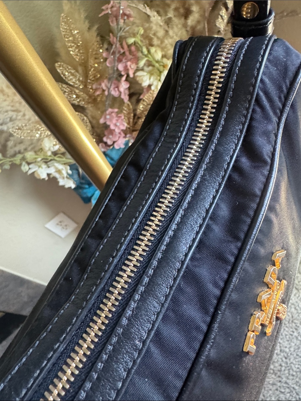 Prada Tessuto Black Nylon Crossbody with Gold Logo Hardware - Picture 5 of 15